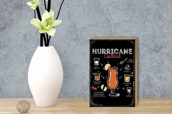 Panneau en bois Recette Hurricane Cocktail Recipe 12x18 cm cadeau 3