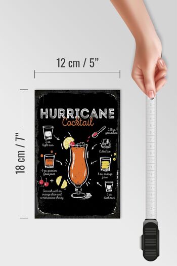 Panneau en bois Recette Hurricane Cocktail Recipe 12x18 cm cadeau 4