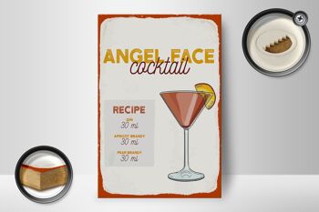 Panneau en bois recette Angel Face Cocktail Recipe 12x18 cm décoration 2