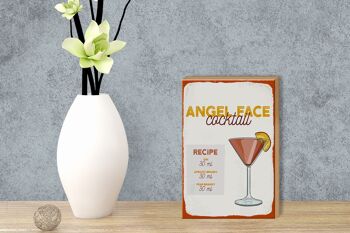 Panneau en bois recette Angel Face Cocktail Recipe 12x18 cm décoration 3