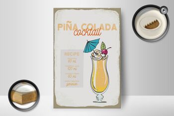 Panneau en bois recette Recette de cocktail Pina Colada 12x18 cm décoration 2