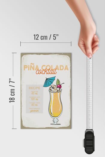 Panneau en bois recette Recette de cocktail Pina Colada 12x18 cm décoration 4