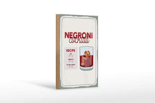 Holzschild Rezept Negron Cocktail Recipe GIN 12x18 cm Dekoration