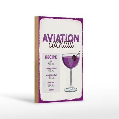 Holzschild Rezept Aviation Cocktail Recipe 12x18 cm Geschenk
