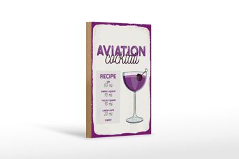 Panneau en bois Recette Aviation Cocktail Recipe 12x18 cm cadeau 1