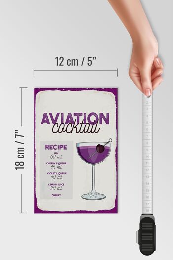 Panneau en bois Recette Aviation Cocktail Recipe 12x18 cm cadeau 4