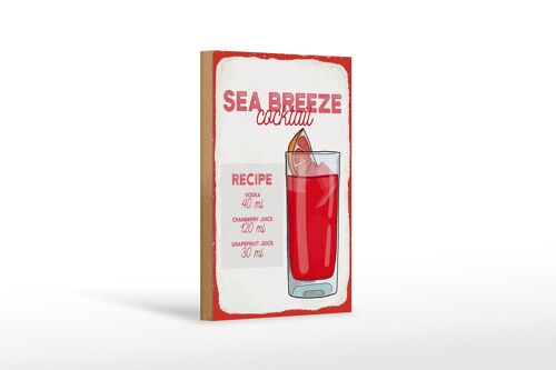Holzschild Rezept Sea Breeze Cocktail Recipe 12x18 cm Dekoration
