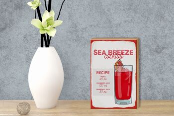 Panneau en bois recette Sea Breeze Cocktail Recipe 12x18 cm décoration 3