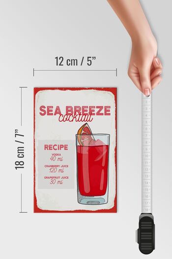 Panneau en bois recette Sea Breeze Cocktail Recipe 12x18 cm décoration 4