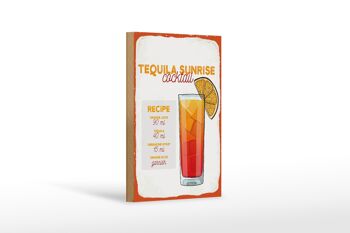 Panneau en bois Recette Tequila Sunrise Cocktail Recipe 12x18 cm 1