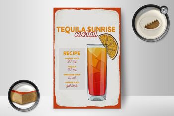 Panneau en bois Recette Tequila Sunrise Cocktail Recipe 12x18 cm 2