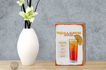 Panneau en bois Recette Tequila Sunrise Cocktail Recipe 12x18 cm 3