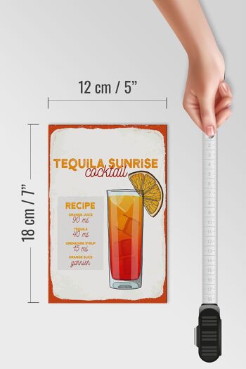 Panneau en bois Recette Tequila Sunrise Cocktail Recipe 12x18 cm 4