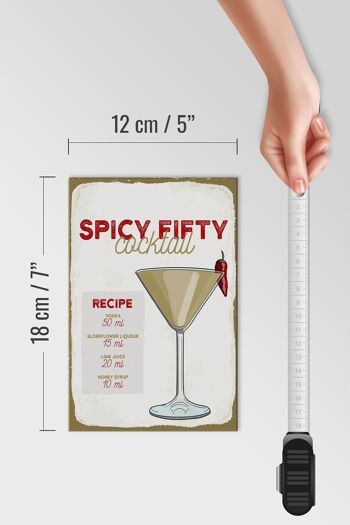 Panneau en bois Recette Spicy Fifty Cocktail Recipe 12x18 cm décoration 4