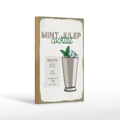 Holzschild Rezept Mint Julep Cocktail Recipe 12x18 cm Dekoration
