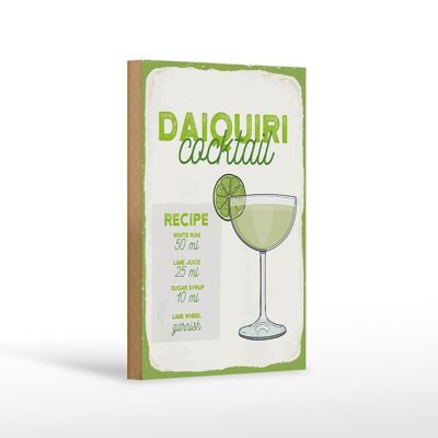 Holzschild Rezept Daiquiri Cocktail Recipe 12x18 cm Geschenk