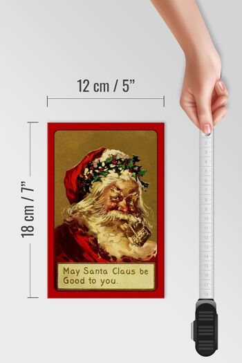 Panneau en bois Noël Père Noël drôle 12x18 cm 4