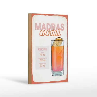 Letrero de madera receta Madras Cocktail Receta Vodka 12x18 cm decoración