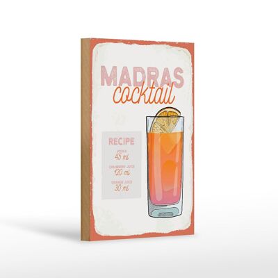 Cartello in legno ricetta Madras Cocktail Ricetta Vodka 12x18 cm decorazione