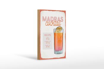 Panneau en bois recette Madras Cocktail Recipe Vodka 12x18 cm décoration 1