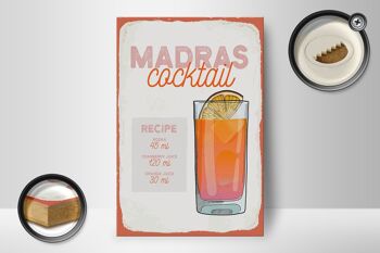 Panneau en bois recette Madras Cocktail Recipe Vodka 12x18 cm décoration 2