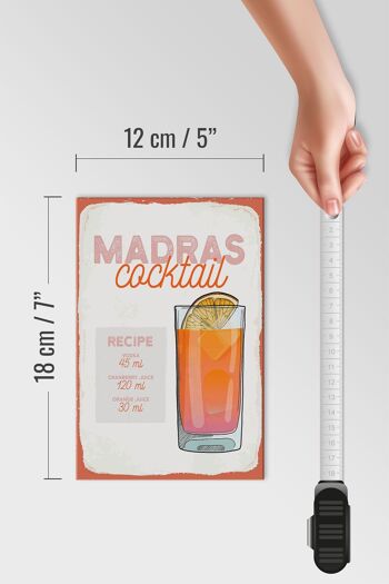 Panneau en bois recette Madras Cocktail Recipe Vodka 12x18 cm décoration 4