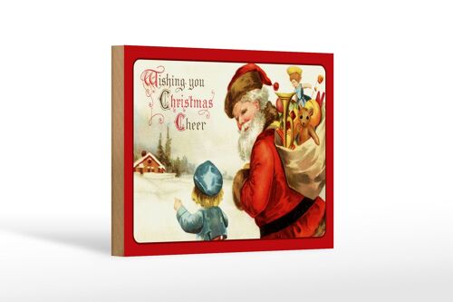 Holzschild Weihnachtsmann Santa Claus Christmas 18x12 cm Dekoration