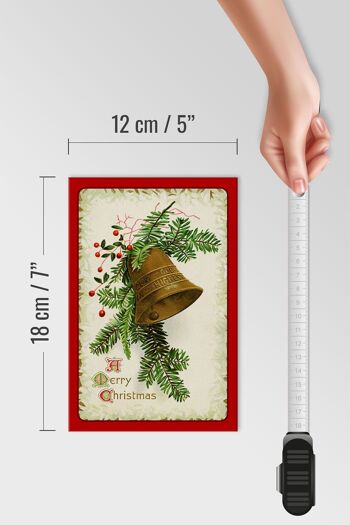 Panneau en bois cloche de Noël décoration hiver 12x18 cm 4