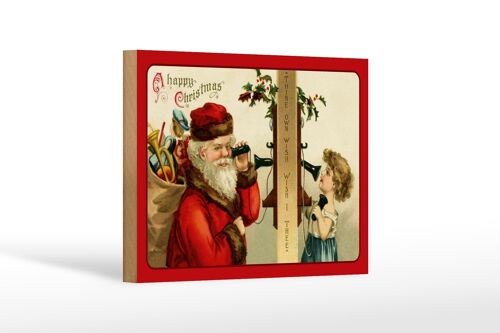 Holzschild Weihnachten Geschenke Santa Claus 18x12 cm Dekoration