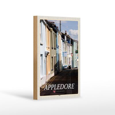 Cartello in legno città Inghilterra Appledore Town Street 12x18 cm decorazione