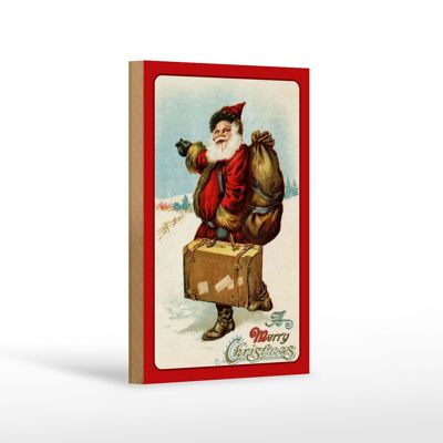 Cartel de madera Navidad feliz Navidad nieve 12x18 cm decoración