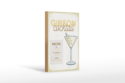 Holzschild Rezept Gibson Cocktail Recipe 12x18 cm Geschenk