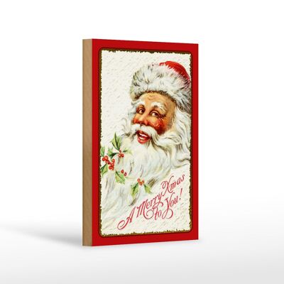 Cartello in legno Christmas Santa Claus Fest Natale 12x18 cm