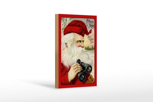 Holzschild Weihnachten Schnee Winter Santa Claus 12x18 cm