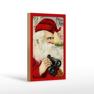 Wooden sign Christmas snow winter Santa Claus 12x18 cm