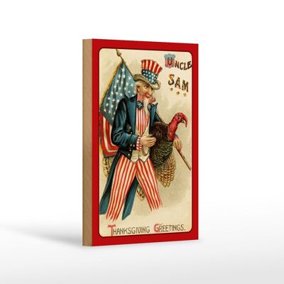 Cartello in legno Natale America Turchia Inverno 12x18 cm decoro