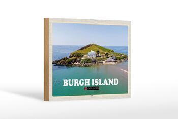 Panneau en bois villes Burgh Island Royaume-Uni 18x12 cm décoration 1