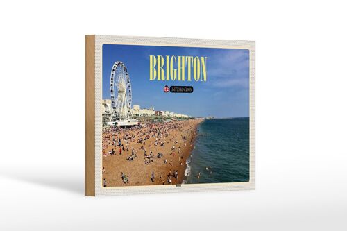 Holzschild Städte United Kingdom Brighton Beach 18x12 cm Dekoration