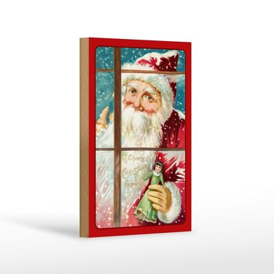 Cartello in legno Babbo Natale regali Natale 12x18 cm decorazione