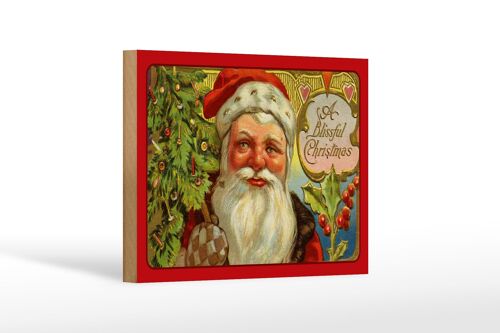 Holzschild Weihnachten Santa Claus Tannenbaum 18x12 cm Dekoration