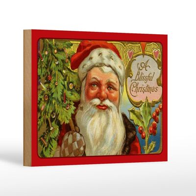 Holzschild Weihnachten Santa Claus Tannenbaum 18x12 cm Dekoration