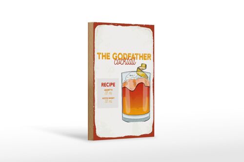 Holzschild Rezept The Godfather Cocktail Recipe 12x18 cm Dekoration