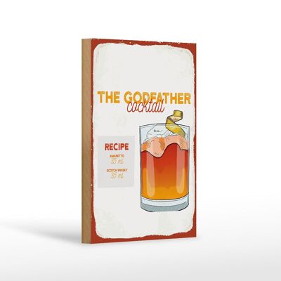 Holzschild Rezept The Godfather Cocktail Recipe 12x18 cm Dekoration