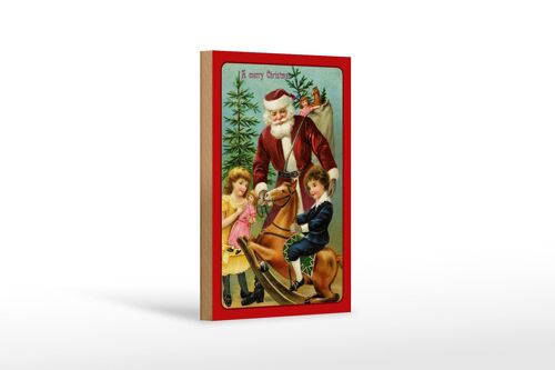 Holzschild Weihnachtsmann Tannenbaum Geschenke 12x18 cm Dekoration