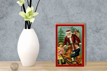Panneau en bois Père Noël Cadeaux pour sapin de Noël 12x18 cm Décoration 3