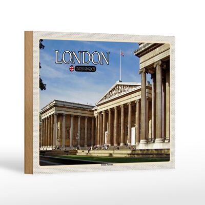 Letrero de madera ciudades Museo Británico Londres Inglaterra 18x12 cm decoración