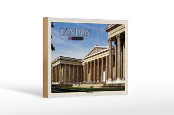 Panneau en bois villes British Museum Londres Angleterre 18x12 cm décoration 1