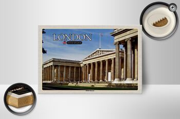Panneau en bois villes British Museum Londres Angleterre 18x12 cm décoration 2