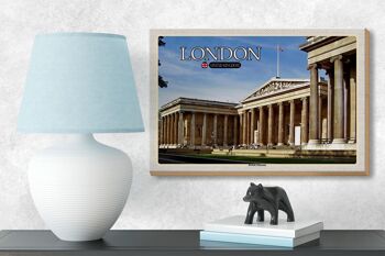 Panneau en bois villes British Museum Londres Angleterre 18x12 cm décoration 3
