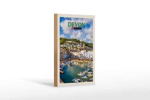 Holzschild Städte Devon United Kingdom Harbour 12x18 cm Dekoration